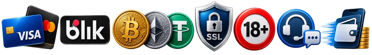 Metody płatności i certyfikaty – Visa, BLIK, kryptowaluty, SSL, 18+
